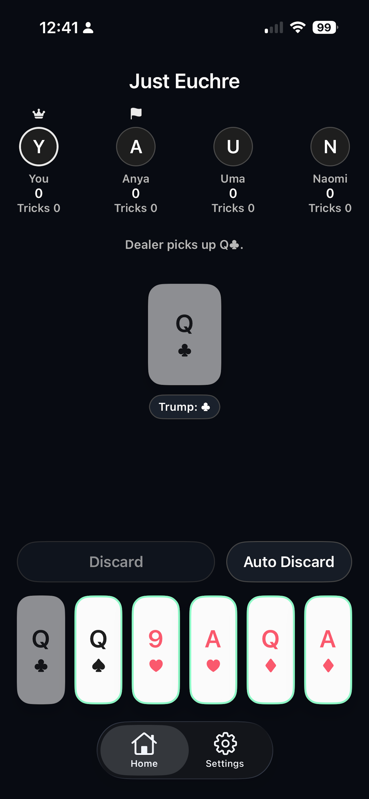 Just Euchre screenshot