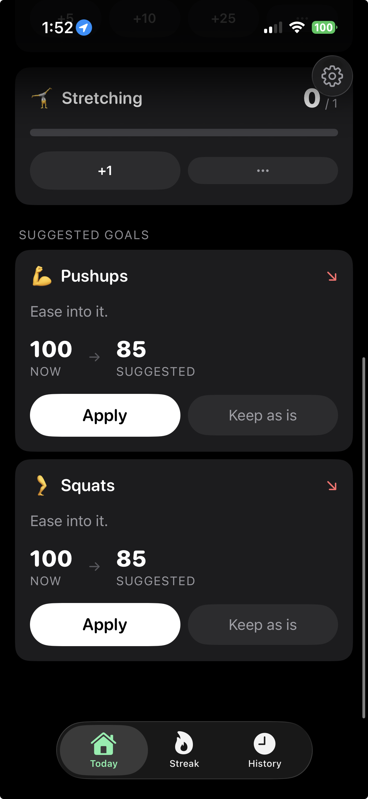 Goal suggestions based on training data