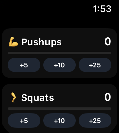 Apple Watch app showing streaks