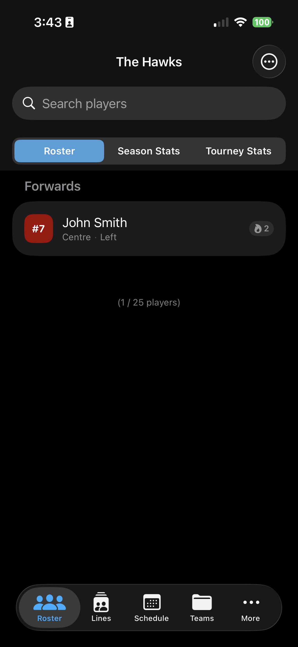 Roster screen
