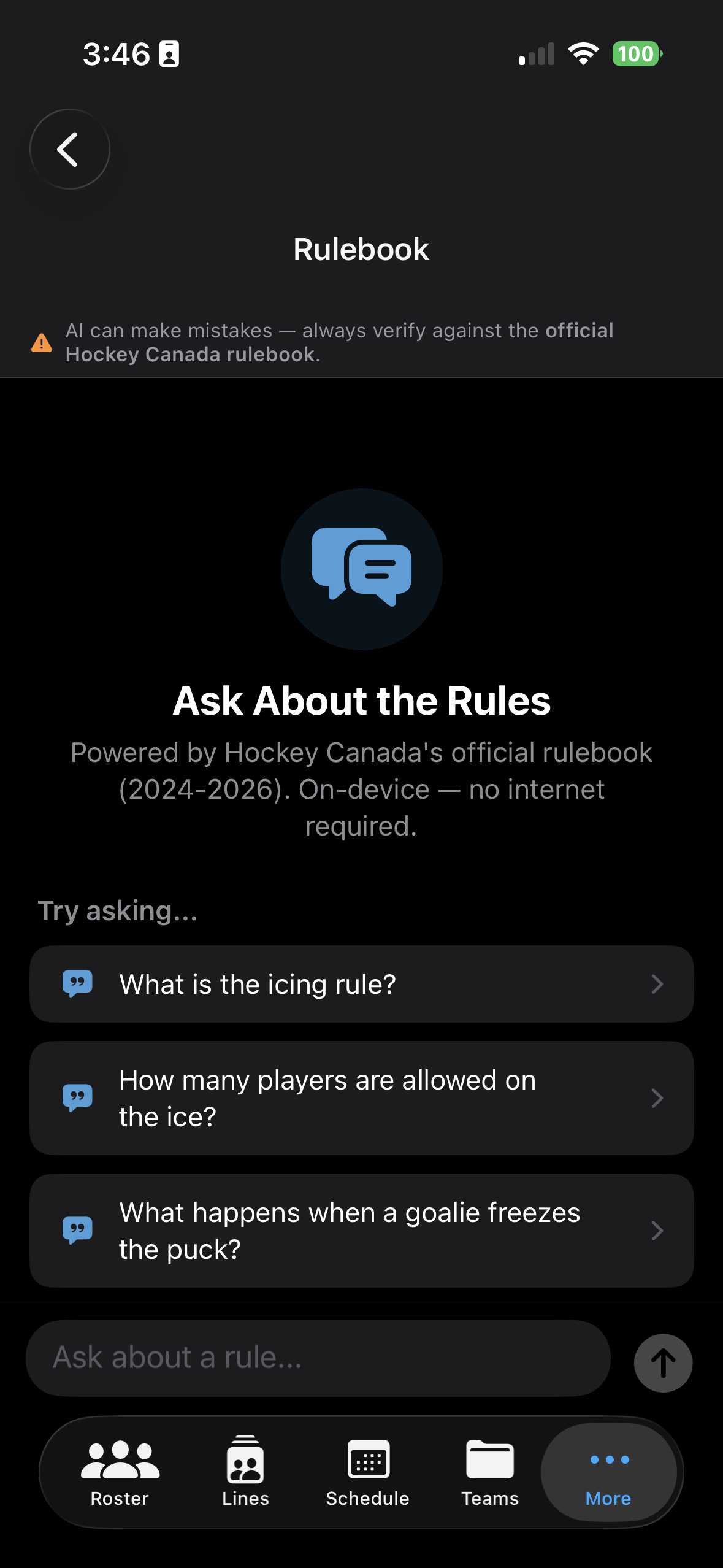 On-device rulebook