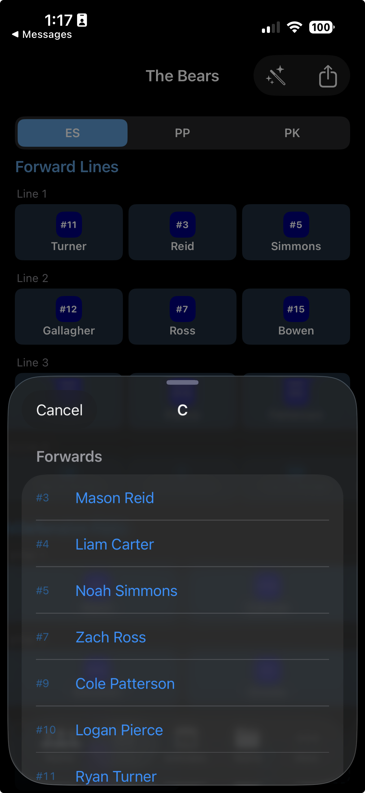 Even strength forward lines and defensive pairings filled in
