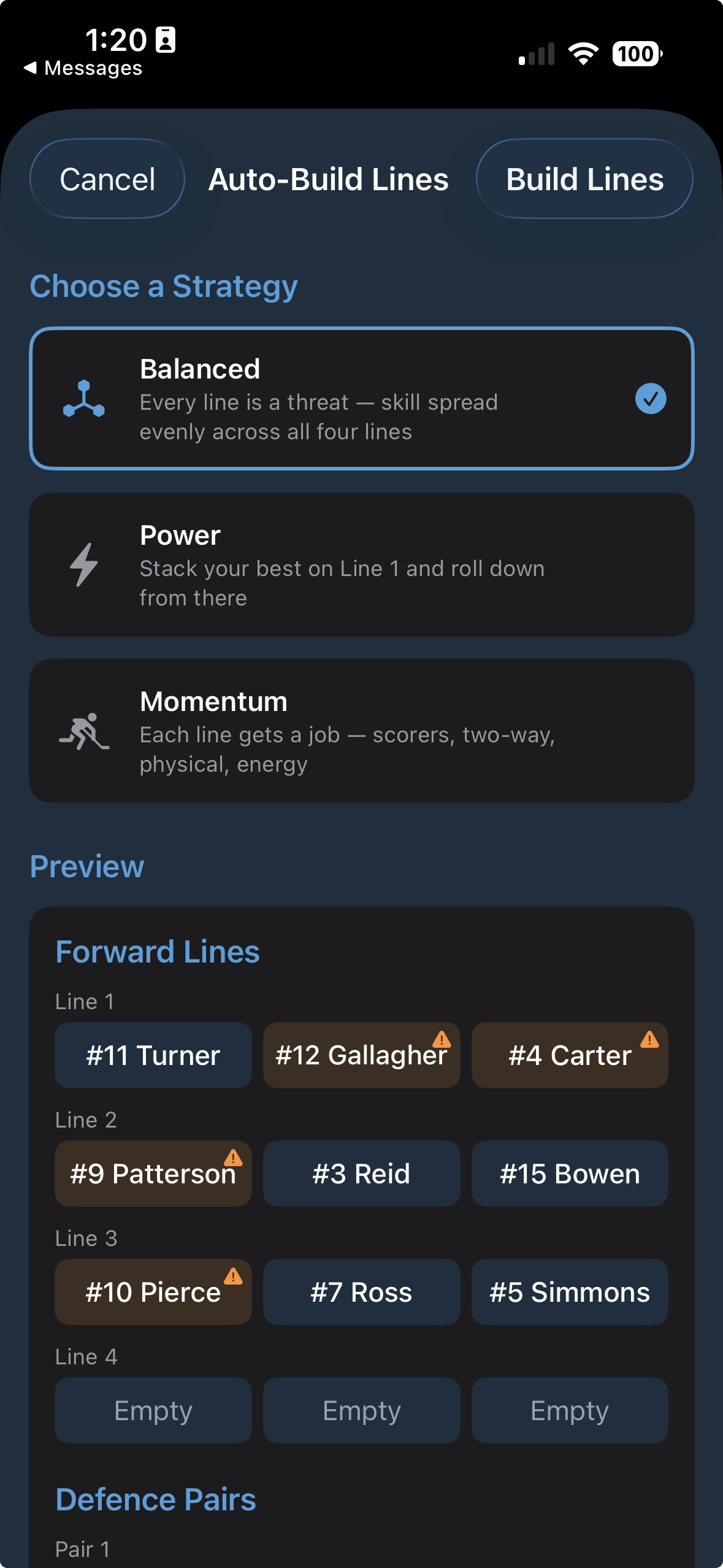 Auto Build Lines result